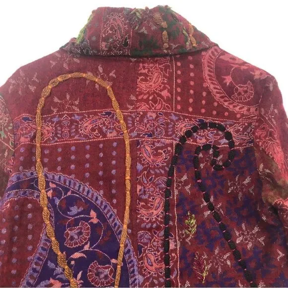 Multiples Colorful Embroidered and Patterned Asymmetrical Statement Jacket - Picture 10 of 16